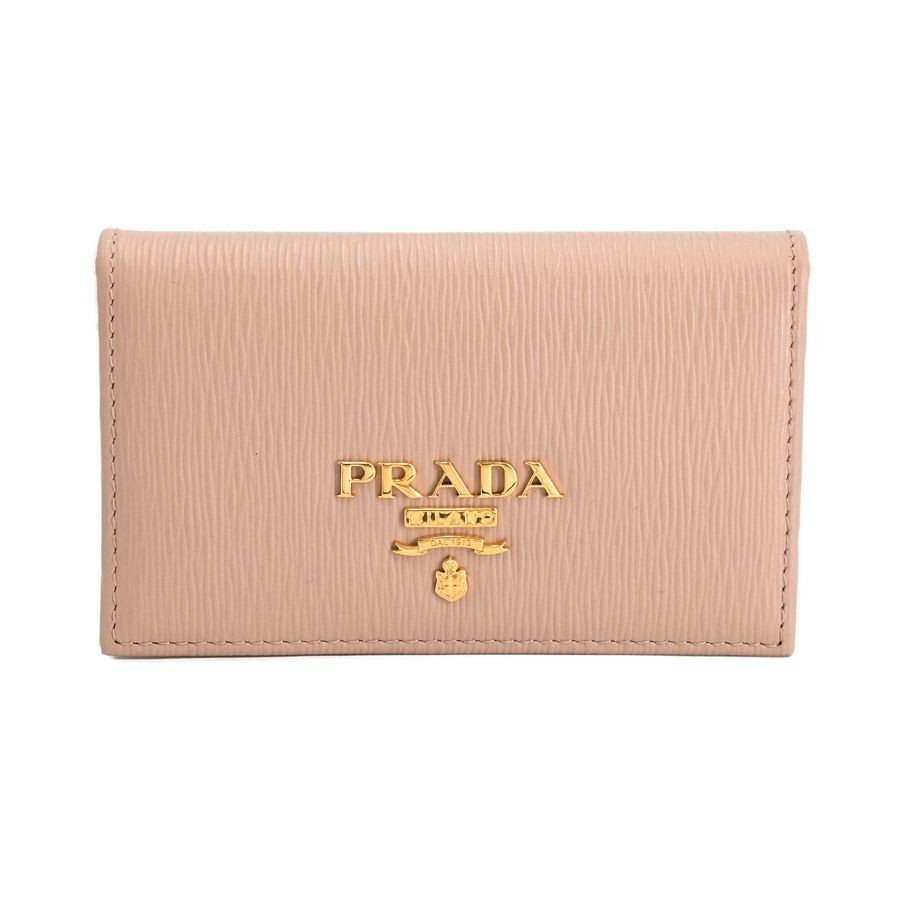 PRADA Card Case Beige Leather 1MC122 Used AB