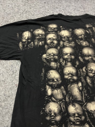 Vintage Futuristic Faces Double-Sided Rock Eagle XXL black T-Shirt Short Sleeve - Picture 10 of 12