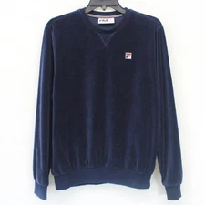 FILA Velvet Boat Neck Top Pullover Long Sleeve Casual Style Unisex Size 48