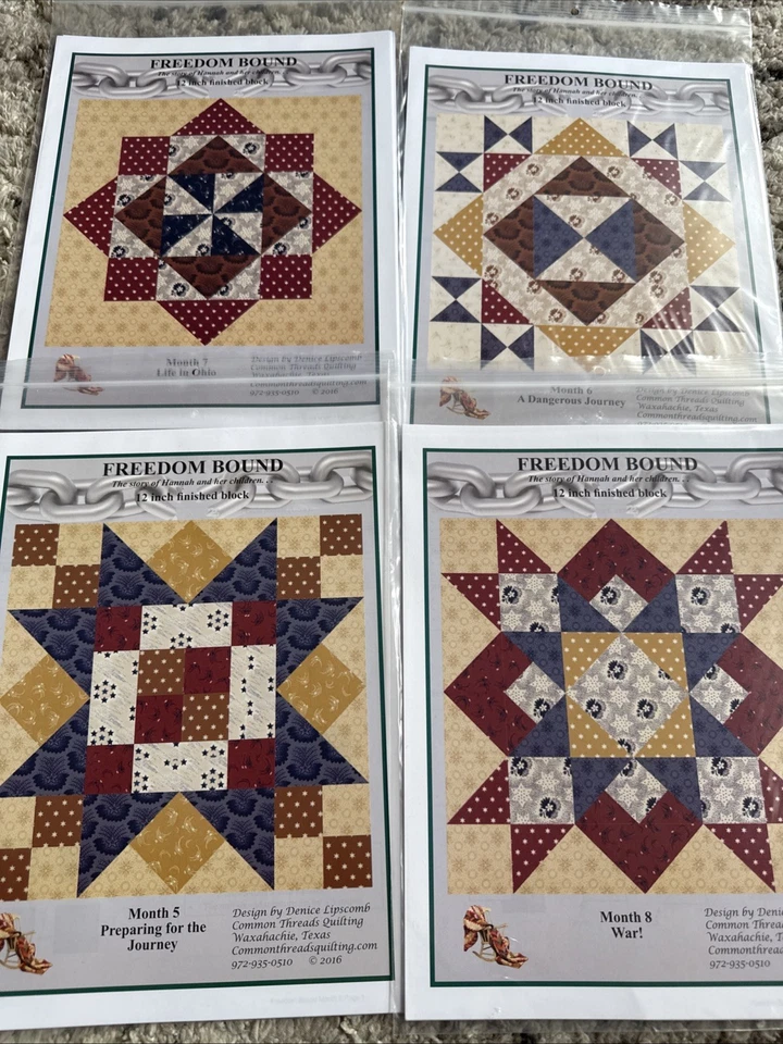 Freedom Bound Block of the Month Quilt Pattern Set 12 Months 97"x97" - Image 4 of 4
