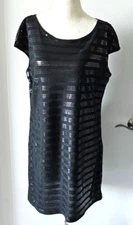 XHILARATION Black Sequins Top Mini Dress Size L Scoop Neck Short Sleeve