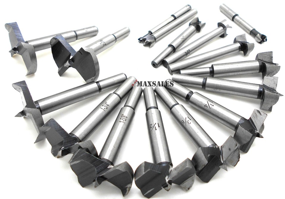 16pc Forstner Drill Bit Set Woodworking Hole Saw Set 1/4" - 2-1/8" | eBay