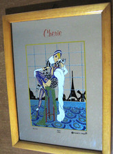 Quadro Specchio stile Liberty RIGHETTI Cherie April 1900 - vintage da collezione