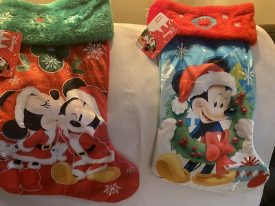 DISNEY Mickey Mouse Christmas Stockings NWT set Of Two 16 