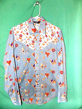 Rare Vtg 70s LEVI'S WESTERN SHIRT, NATIVE AMERICAN GRAPHICS, PEARL SNAPS, Sz S