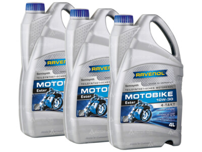 12 (3x4) Liter RAVENOL Motobike 4-T Ester SAE 10W-30, Motorenöl