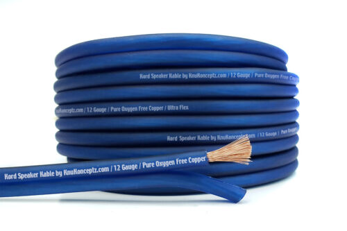 Câble de haut-parleur KnuKonceptz câble de calibre 12 ultra flexible bleu OFC 100' - Photo 1 sur 6