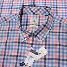 Johnnie-O NWT Damien Casual Button Down Shirt Size XL in Blue / Pink Check