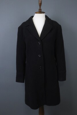 Max Mara Black Triacetate Peak Lapel Single Breasted Vented Trench Coat Size 4