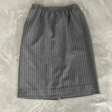 Vintage Alfred Dunner Pencil Skirt 12 Gray Stripe Elastic Waist Belt Loops