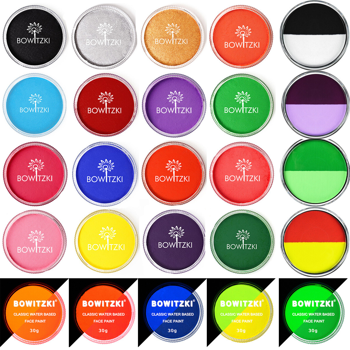 Bowitzki 30 ml Pintura Facial Maquillaje Corporal Muchos Colores Escenario Vestido Elegante Halloween