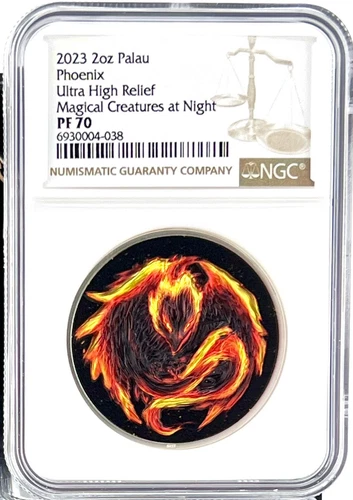 2023 Palau Magical Creatures at Night Phoenix 2 oz .999 Silver Coin  - NGC PF 70