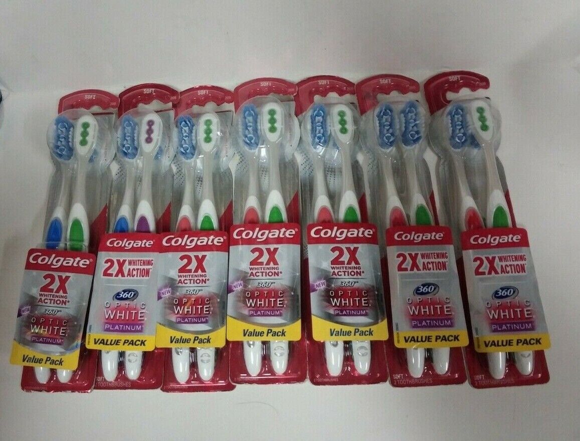 7 Value Pack Colgate 2X Whitening Action Toothbrushes Soft