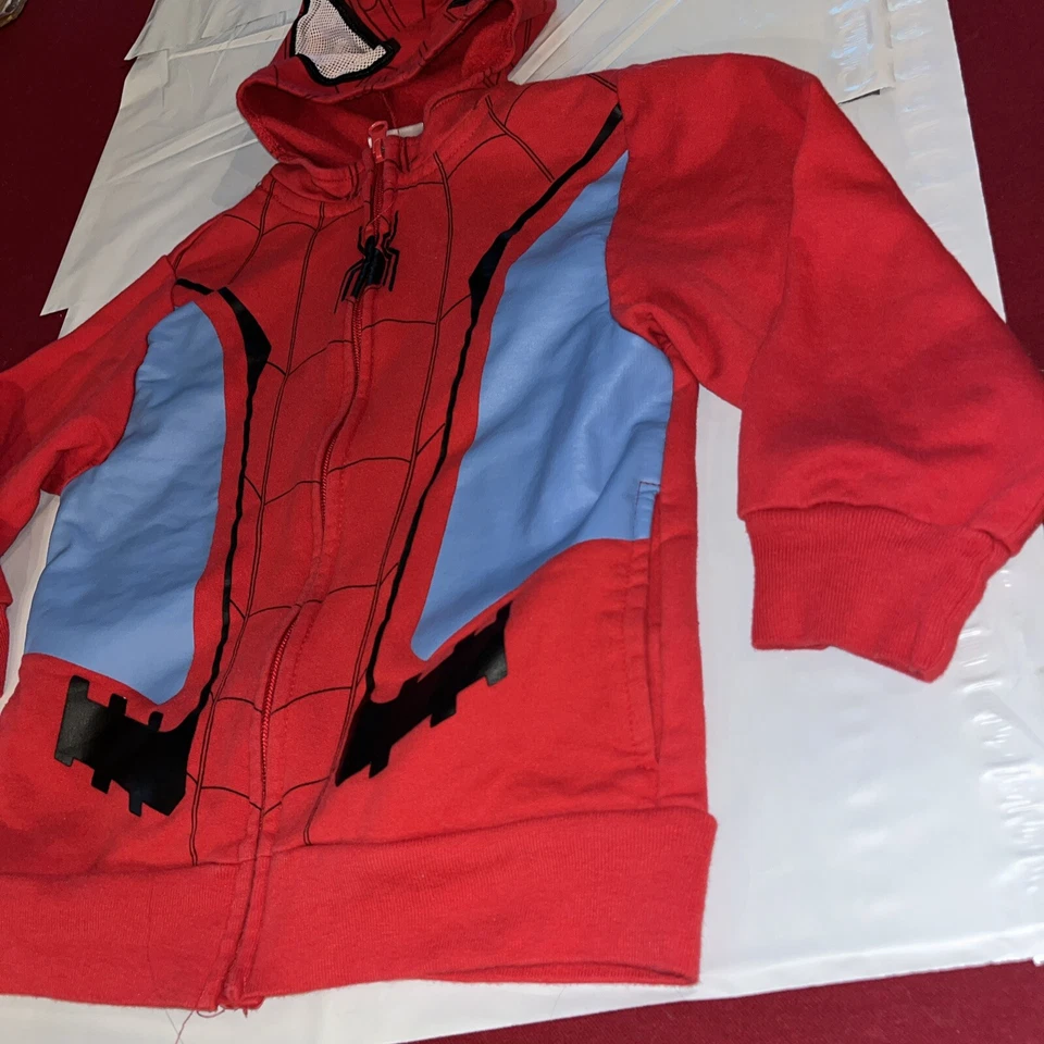Marvel Spider Man Niños XS SUDADERA CON CAPUCHA CREMALLERA MÁSCARA FACIAL Con Capucha ROJO AZUL SUPER HÉROE XS Foto 4 de 4