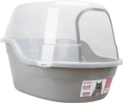 Petphabet Extra Large Hooded Cat Litter Box Jumbo Gray