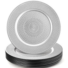 12 Pack Silver Charger Plate 13-inch Beaded Chargers Plates Charger Platters ...