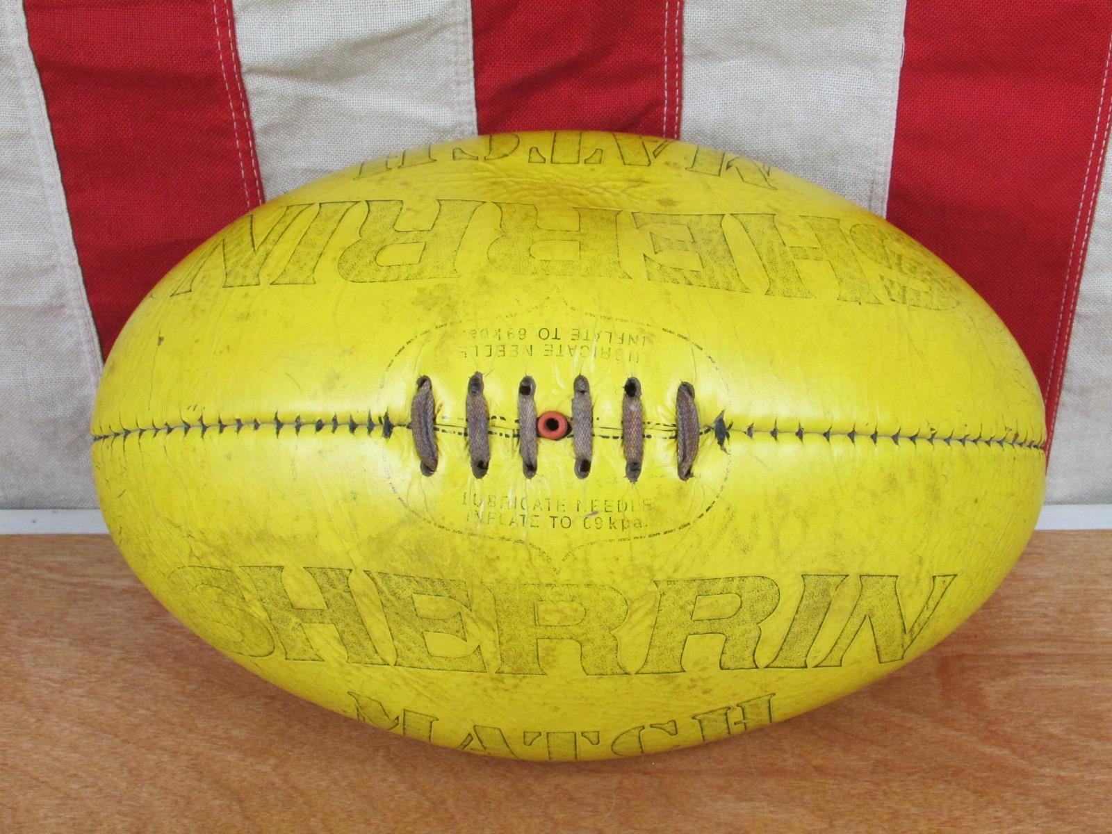 Vintage 1950s Sherrin Yellow Leather Match Rugby Ball Laces Australian