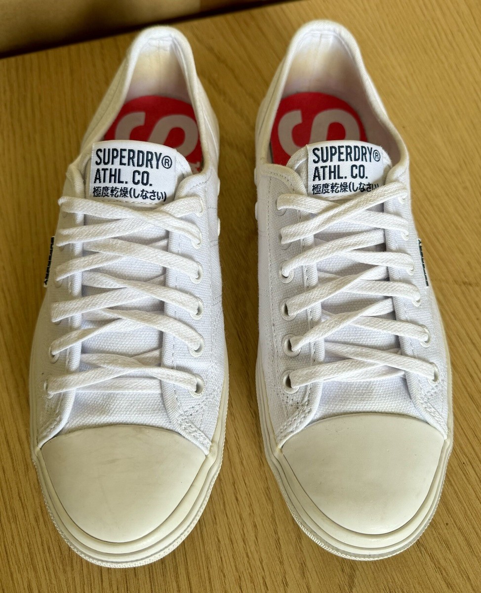 SUPERDRY MENS CANVAS PUMPS SNEAKERS BOAT SHOES White cotton size