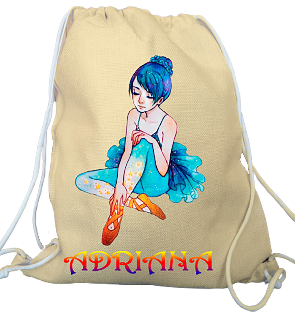 Mochila ballet Personalizable Bolsa baile tipo saco Bailarina maillot tutu azul