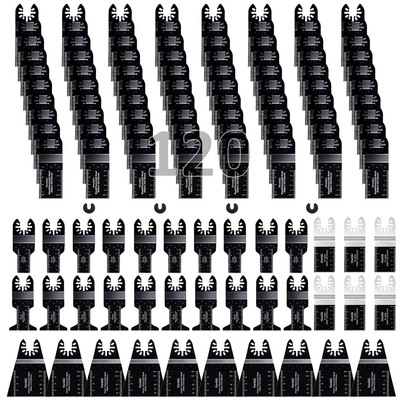 120 Pcs Oscillating Saw Blades Metal, Multitool Blades for Wood Plastics
