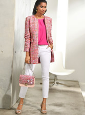 Alba Moda Long Boucle Blazer Pink Multi Size 10 Bnwt