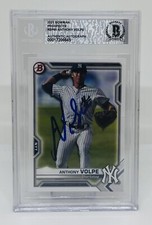 ANTHONY VOLPE SIGNED 2021 BOWMAN PROSPECTS BASEBALL CARD BECKETT BAS AUTO