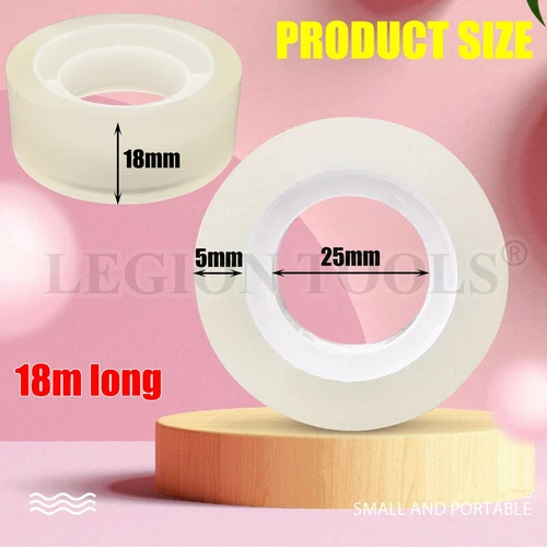 Clear Sticky Tape Refills 18mm×18m Bulk Pack 3/6/12/40/80 Rolls Office School - Picture 2 of 6