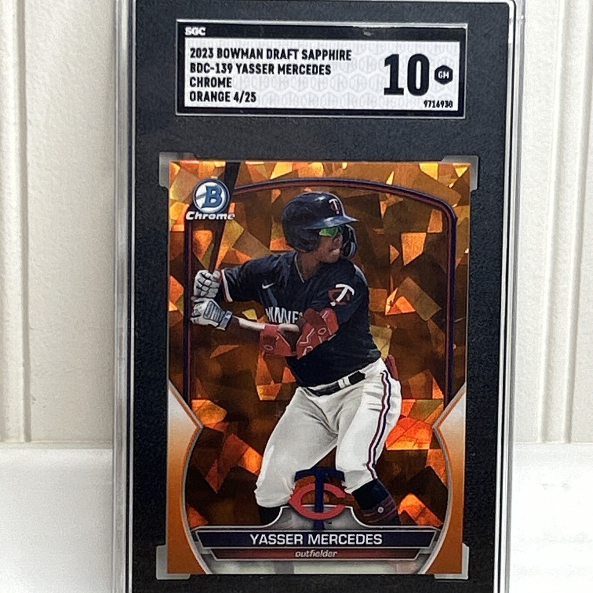 Yasser Mercedes 2023 Bowman Chrome Sapphire Orange Refractor /25