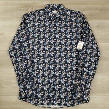 ETON Dress Shirt Men's 16 Slim Fit Floral Cotton Blue Multicolor Long Sleeve NEW