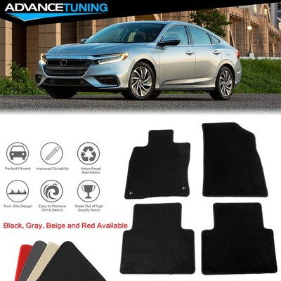 Fits 19-22 Honda Insight 4DR Nylon Floor Mats Liner Black Front Rear Carpets Set