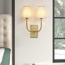 Vintage Industrial Double Wall Sconce with Linen Shade for Any Room