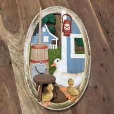 Vintage 1980 Burwood Products 3D Ducks Farmhouse Barn Wall Hanging 17.5 x11