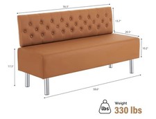 Long PU Leather Guest Waiting Room Chair Barber Salon Reception Bench Brown