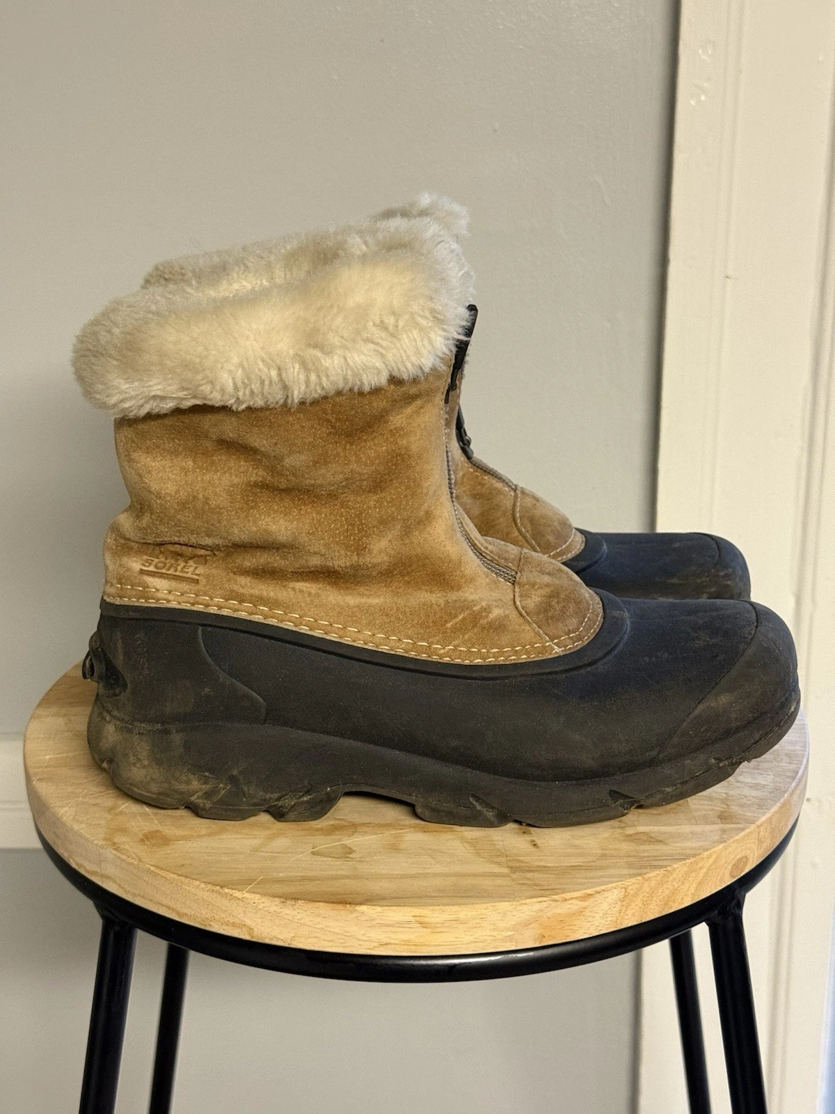 Sorel Snow Angel Zip Insulated Winter Snow Boots Faux Fur Women Size 6.5 Warm