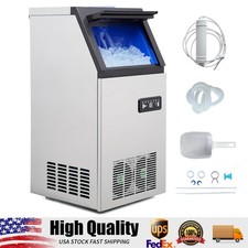 Commercial Ice Maker, 120lbs/24 Hours, Ice Maker Machine with 24lbs Storage Bin