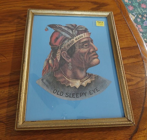 Framed Vintage ADVERTISING Picture - Trade Mark: OLD SLEEPY EYE Flour
