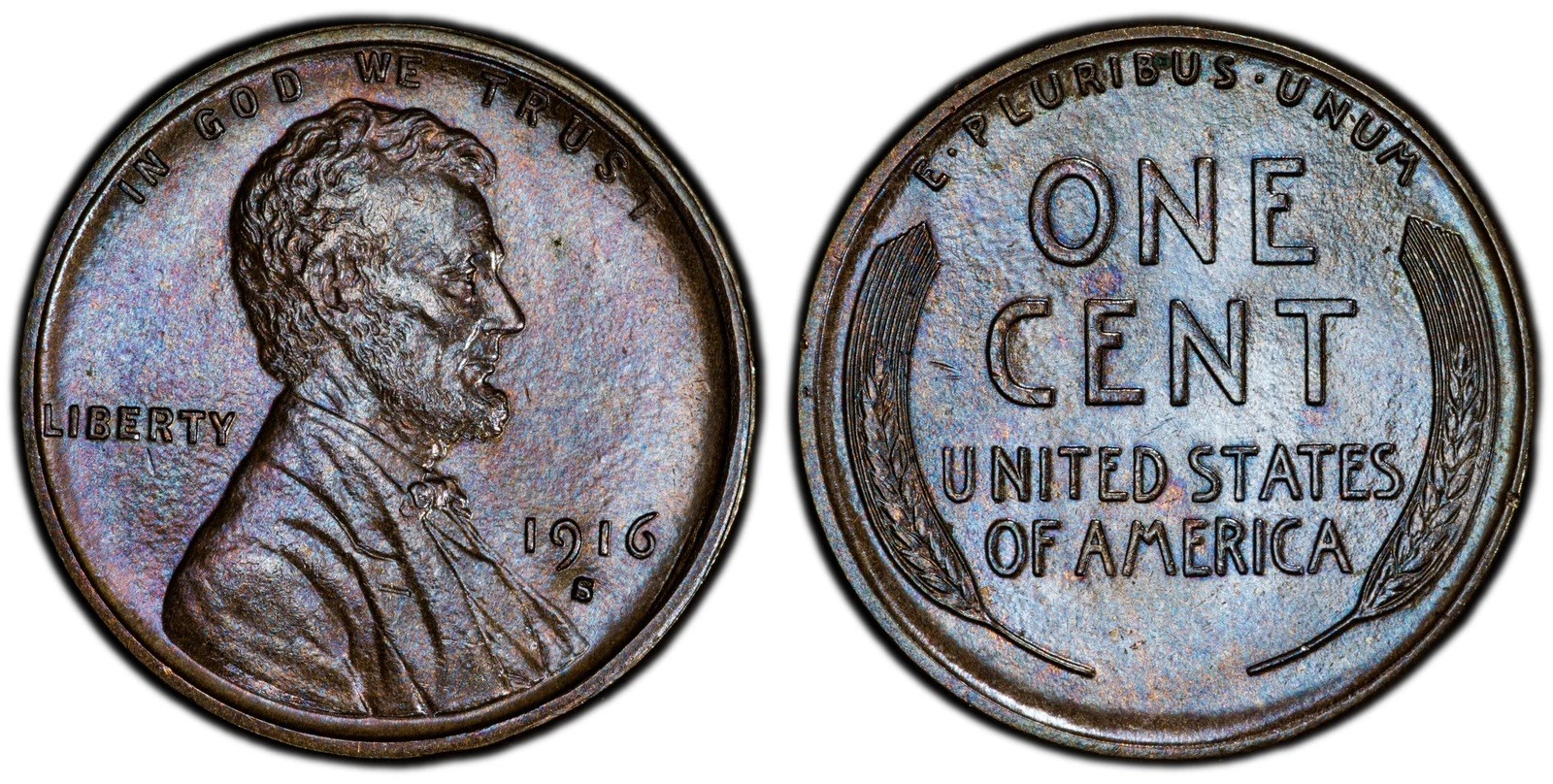 1916-S BU Lincoln Cent ~ PCGS MS66BN CAC  ~ Toned Immaculate Tough Date In 66!