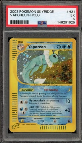 Pokemon Vaporeon Skyridge Holo Rare #H31 PSA 5