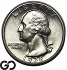 1936-D Washington Quarter Key Date Denver Issue Choice BU++, Very RARE This Nice