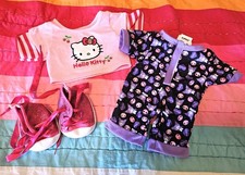 Build A Bear Hello Kitty Lot Kuromi pajamas PJs costume shirt pink glitter shoes