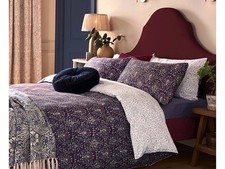 Image of William Morris flowerpot indigo/raspberry KING duvet cover + 2 Pillowcases BNIP