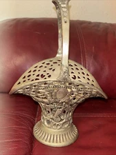 Antique German George Roth Hanau Silver Plated 19 Century Repousse Basket Brides