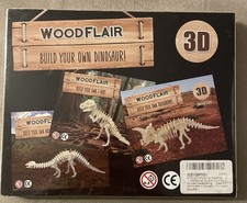 WoodFlair 3D Safe Wooden Puzzle 3 Set Prehistoric Dino Fossil Kid Skill Toy NEW