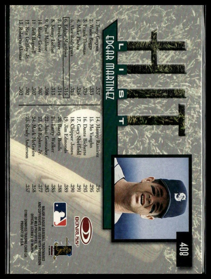 Edgar Martinez 1997 Donruss #408 (12O) - Image 2 of 2
