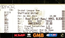 Port Vale v Sheffield United 26/12/14 Ticket League 1 A