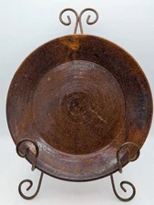 Vintage Jugtown Ware Pottery Dinner Plate 10 1/4" Dirt Dish Brown Color