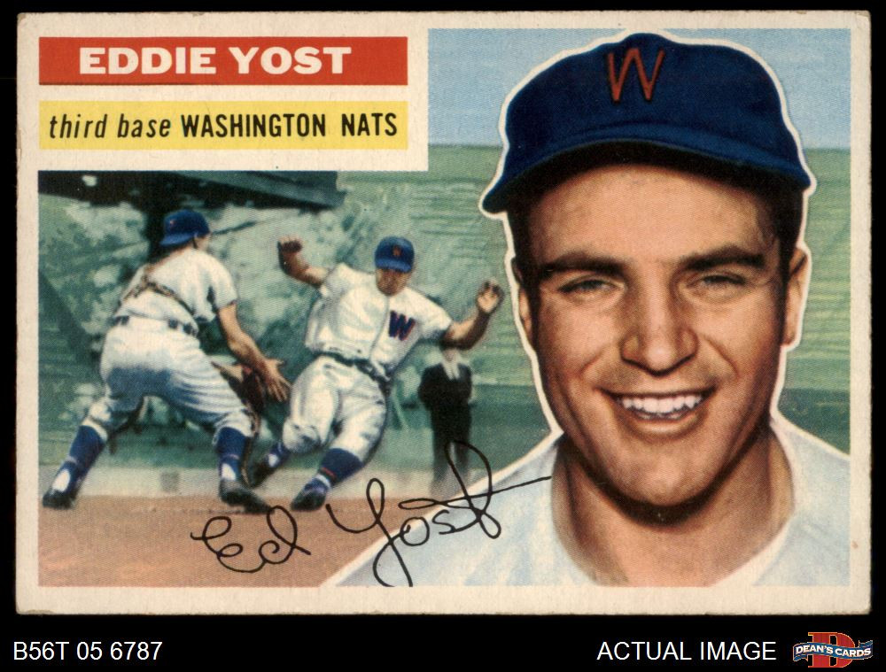 1956 Topps #128 Eddie Yost White Back Senators RARE VARIATION 3 - VG