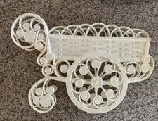 Vintage 1976 BURWOOD Homco Plastic Flower Cart Wall Art WICKER BASKET 22" hangin