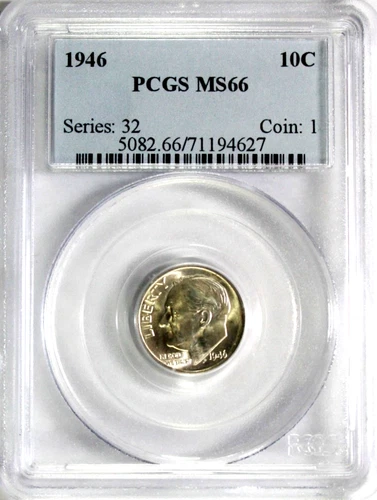 1946 Roosevelt Dime PCGS MS66 #GA6-27 "90% Silver"