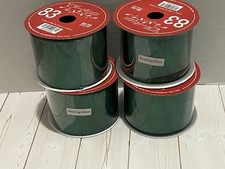 NEW lot of 4 rolls green metallic wired edge ribbon 2.5" x 30  Christmas